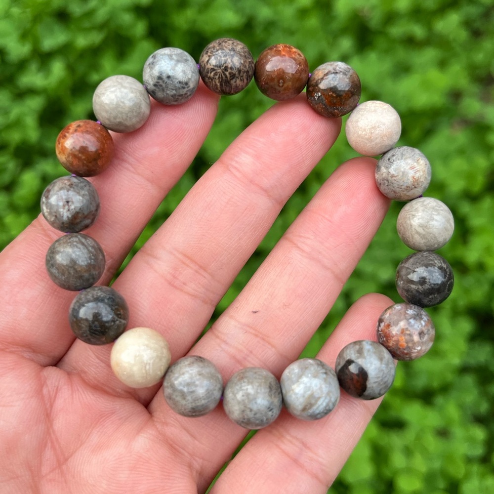 10mm stretchable multicolor‎ coral jade bracelet